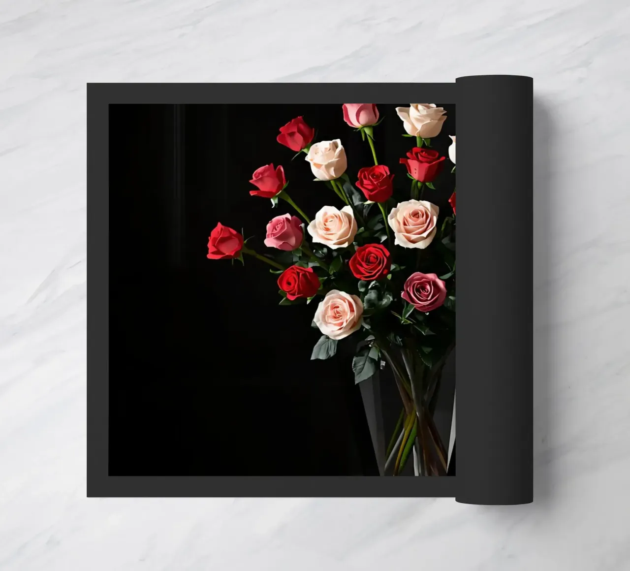 Bouquet de roses dans un vase sur une table paillasson de DesignDoodle