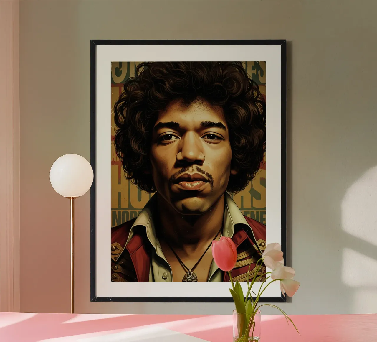 Jimi Hendrix - Vintage #2 poster con telaio in plastica da Lembayung art