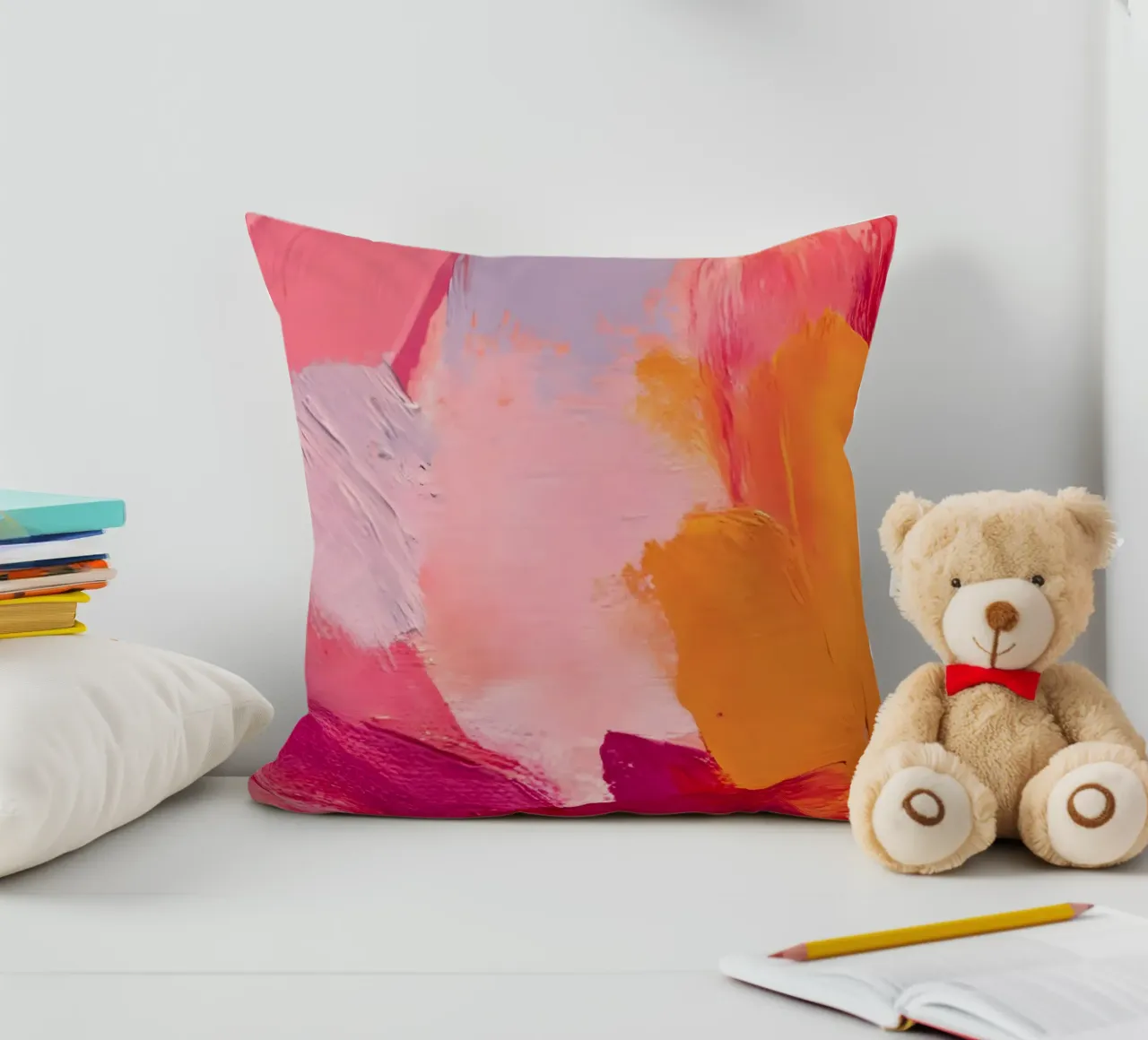 Pink and Orange Abstract cuscino da Gypsy Galleria