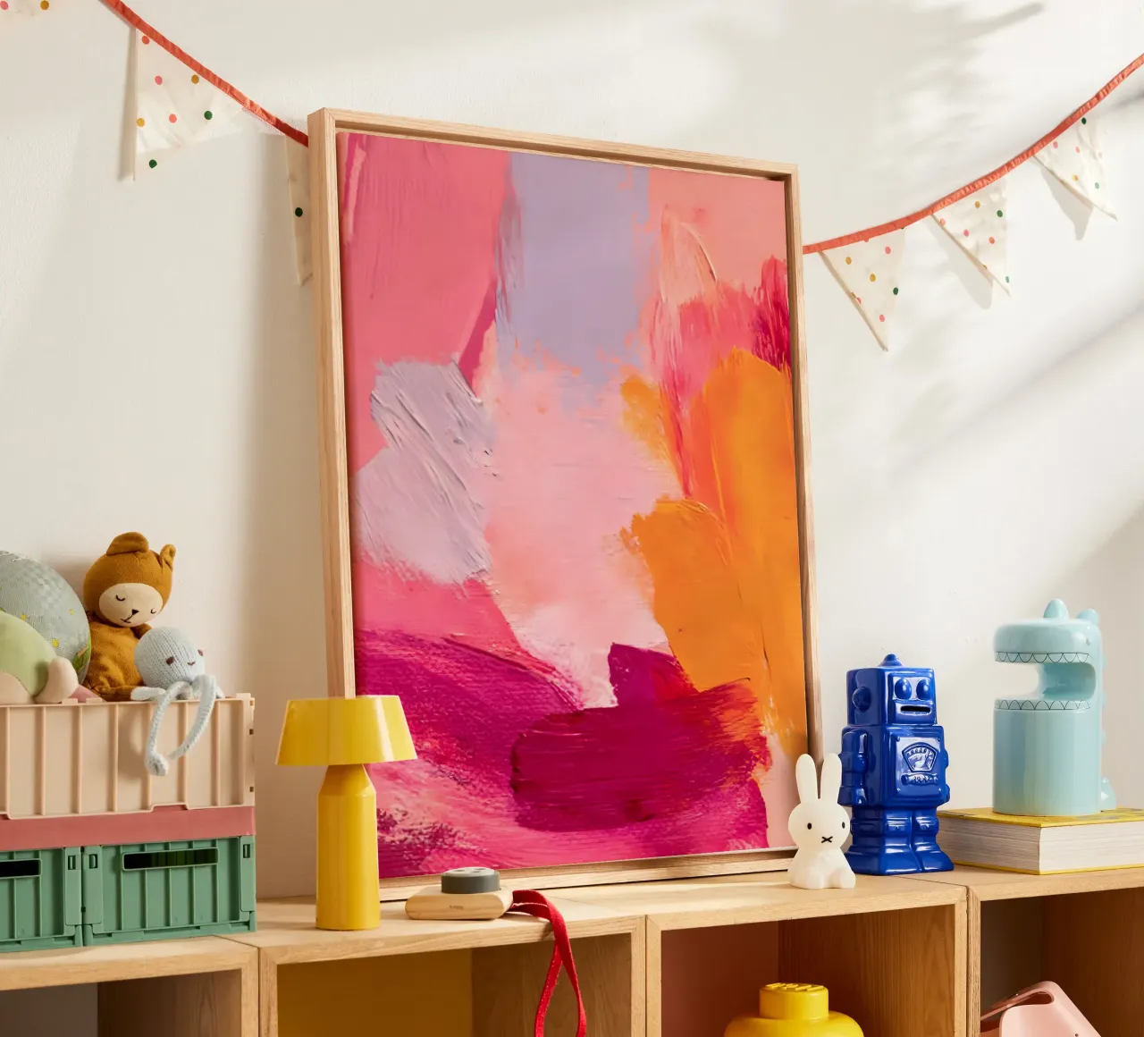 Pink and Orange Abstract tela con Cornice a cassetta da Gypsy Galleria