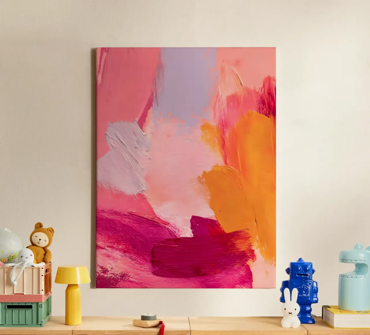 Pink and Orange Abstract tela con Cornice a cassetta da Gypsy Galleria