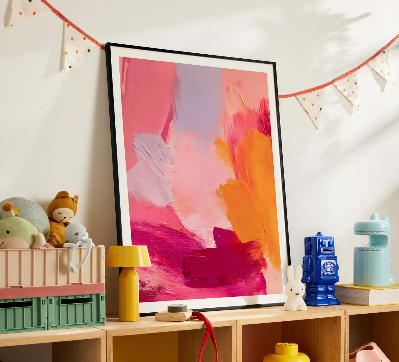 Pink and Orange Abstract poster con telaio in alluminio da Gypsy Galleria