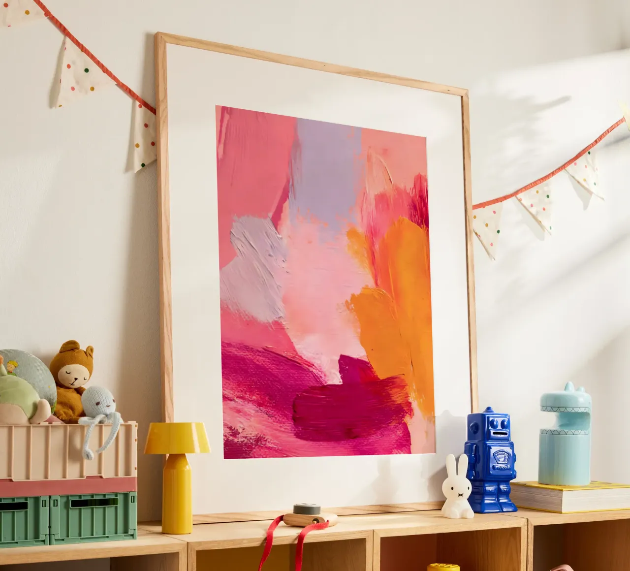 Pink and Orange Abstract poster con telaio in alluminio da Gypsy Galleria