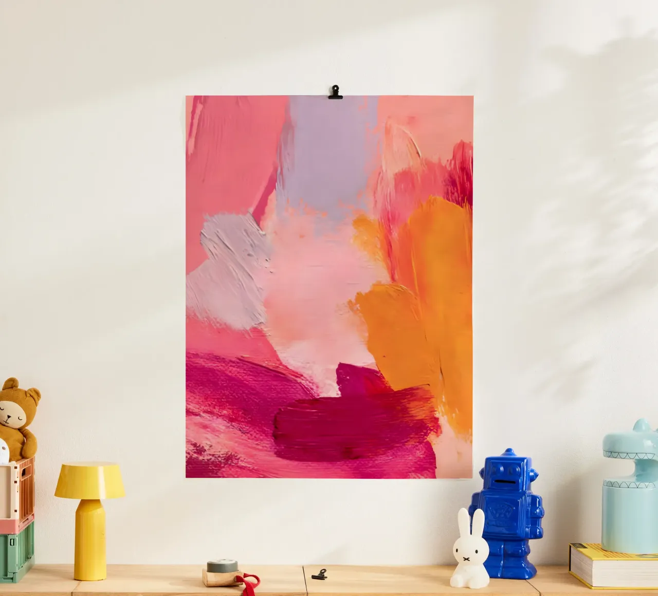 Pink and Orange Abstract poster con telaio in alluminio da Gypsy Galleria