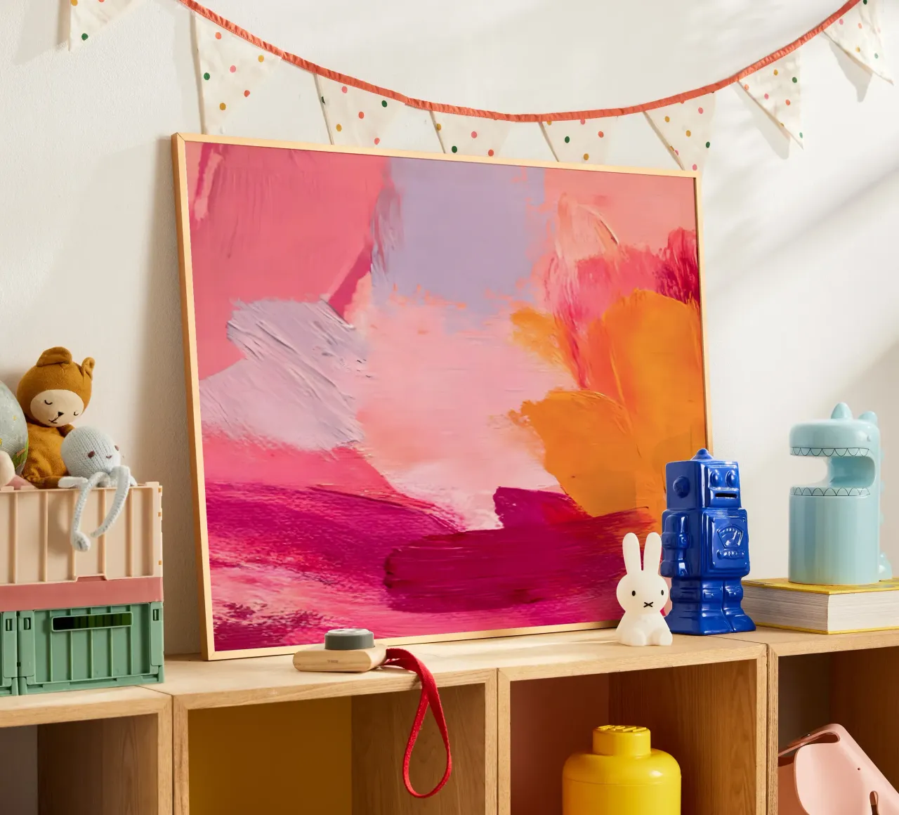 Pink and Orange Abstract poster con telaio in alluminio da Gypsy Galleria