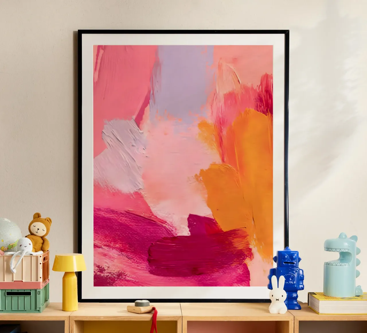 Pink and Orange Abstract poster con telaio in alluminio da Gypsy Galleria