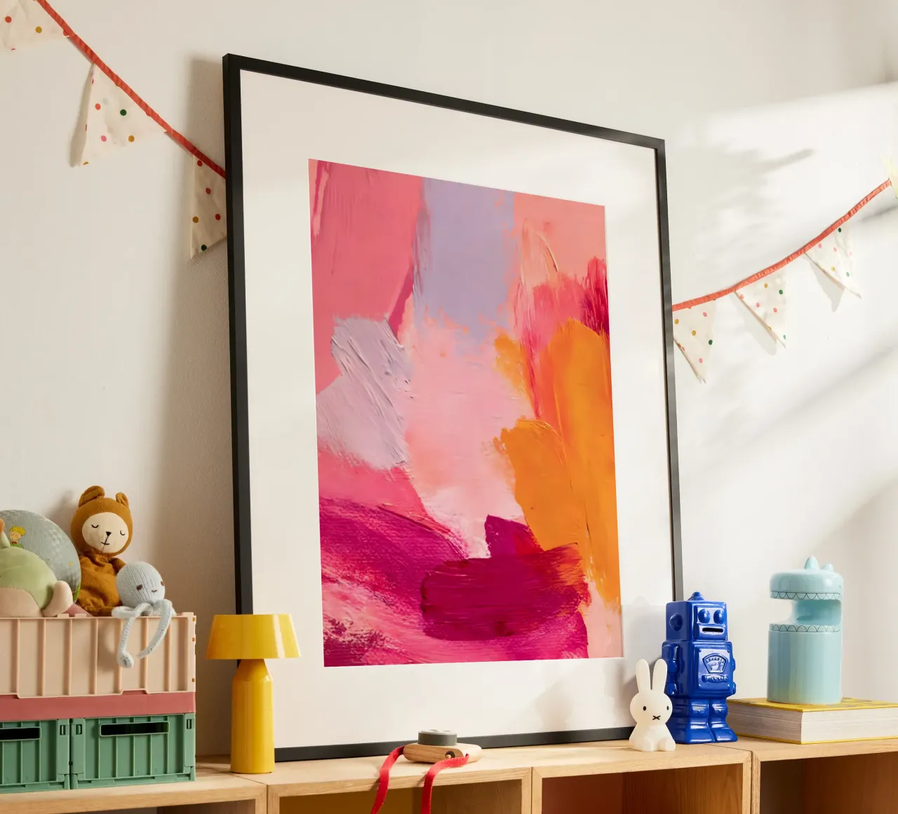 Pink and Orange Abstract poster con telaio in alluminio da Gypsy Galleria