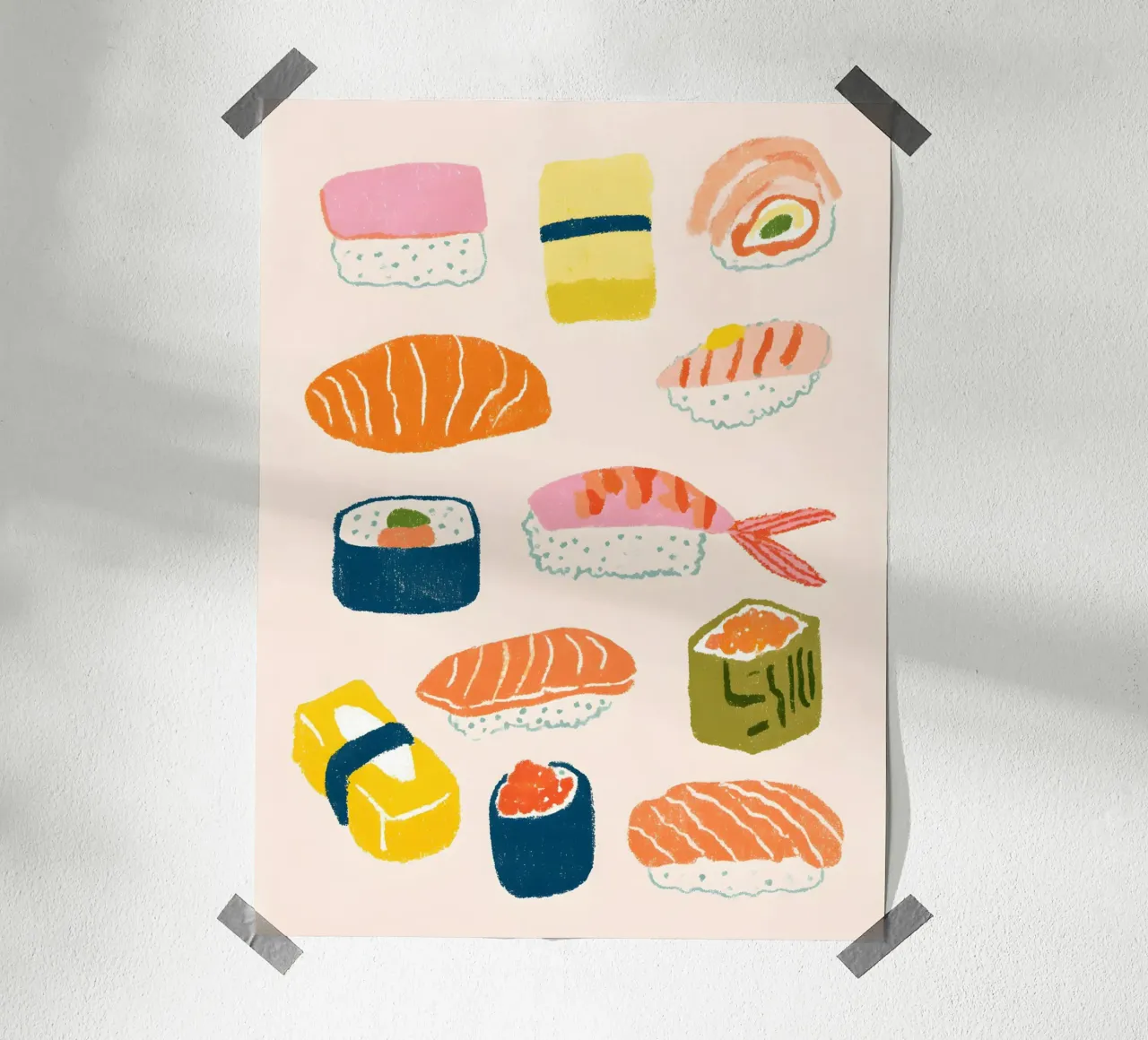 The Sushi Collection poster con telaio in legno da Gypsy Galleria