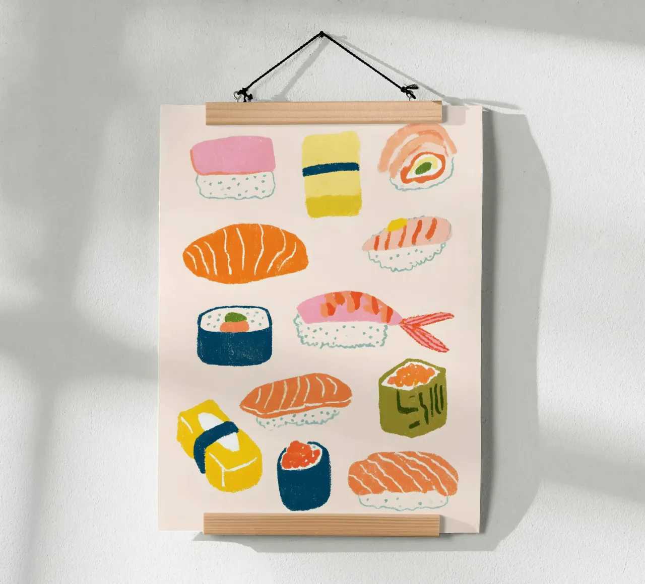 The Sushi Collection poster con telaio in legno da Gypsy Galleria
