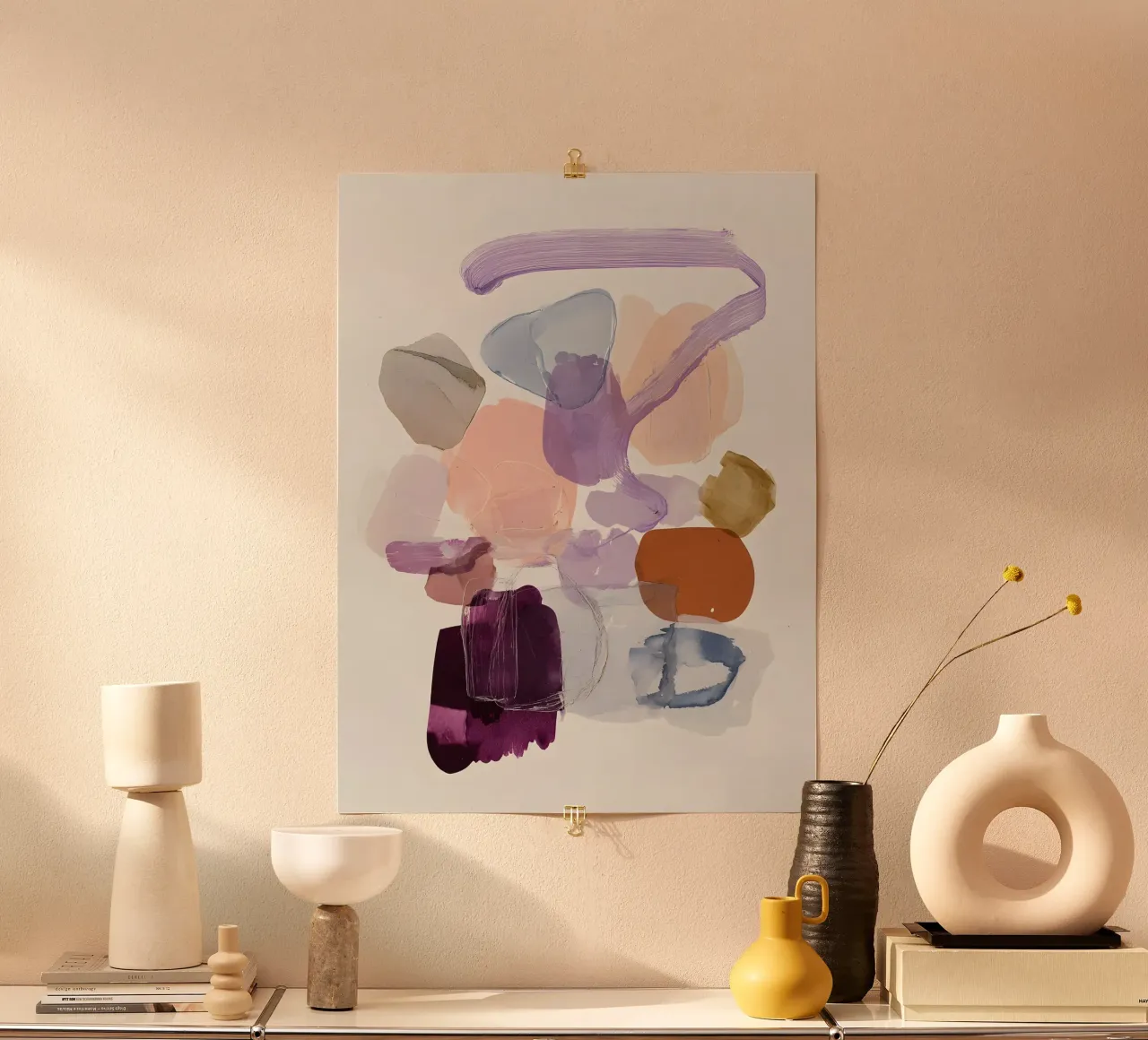Elegant Purple Forms poster con telaio in plastica da Gypsy Galleria