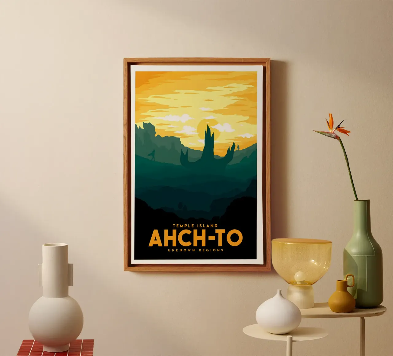 Temple Island Ahch-to Unknown Regions tela con Cornice a cassetta da Robert Hoff