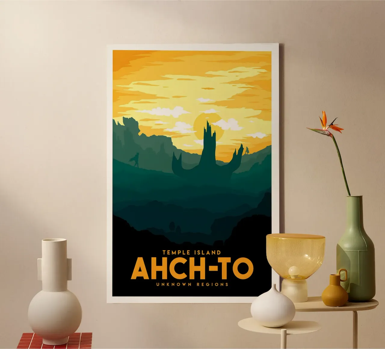Temple Island Ahch-to Unknown Regions tela con Cornice a cassetta da Robert Hoff