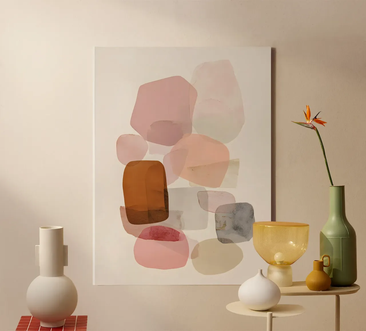Pink Boho Minimalist canvas met Baklijst van Gypsy Galleria