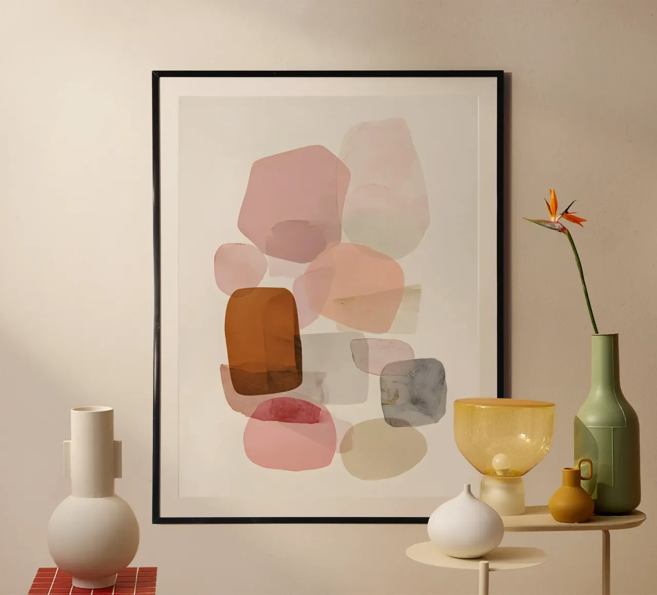 Pink Boho Minimalist poster con telaio in legno da Gypsy Galleria