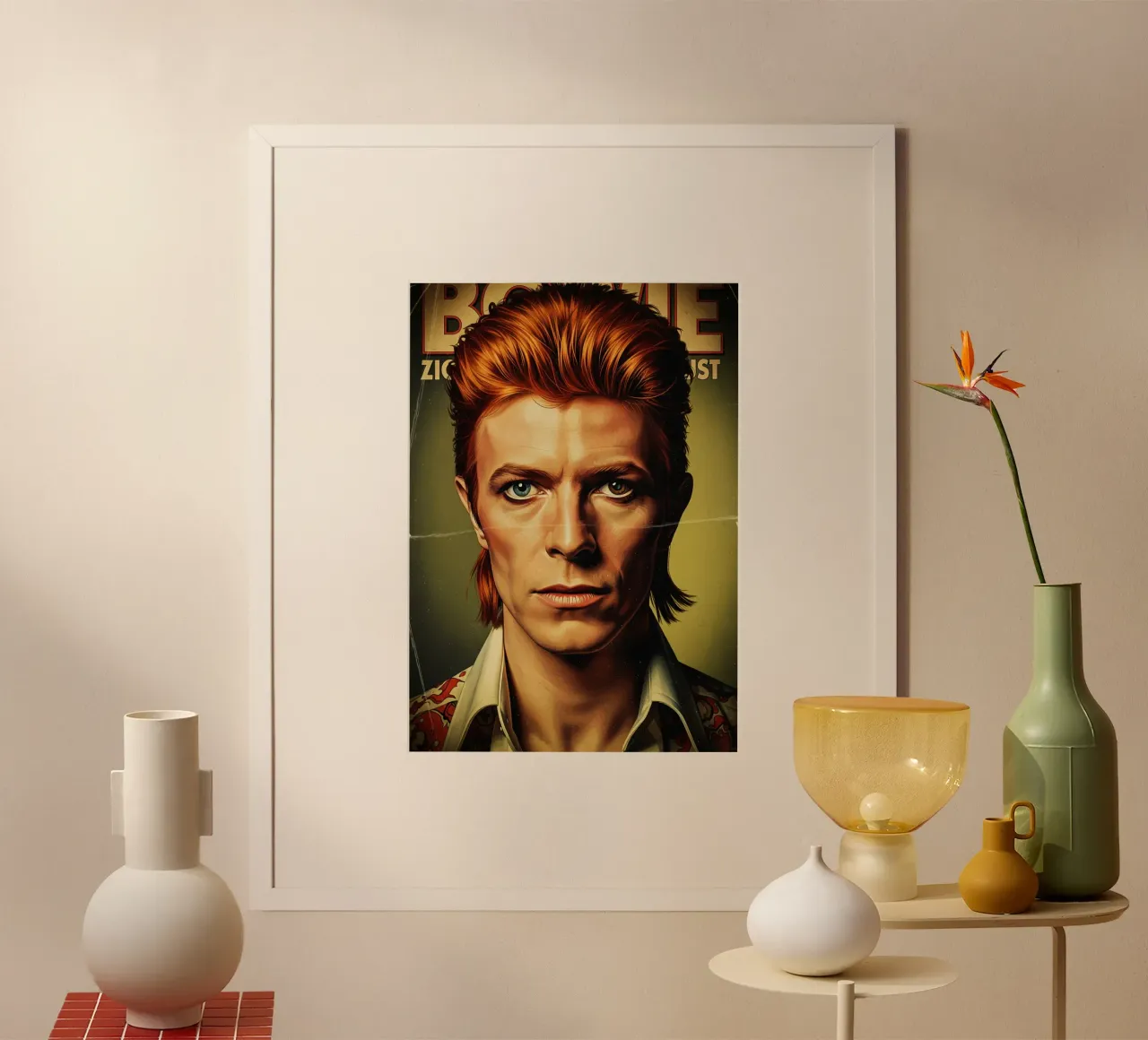 David Bowie - Vintage #1 poster con telaio in legno da Lembayung art