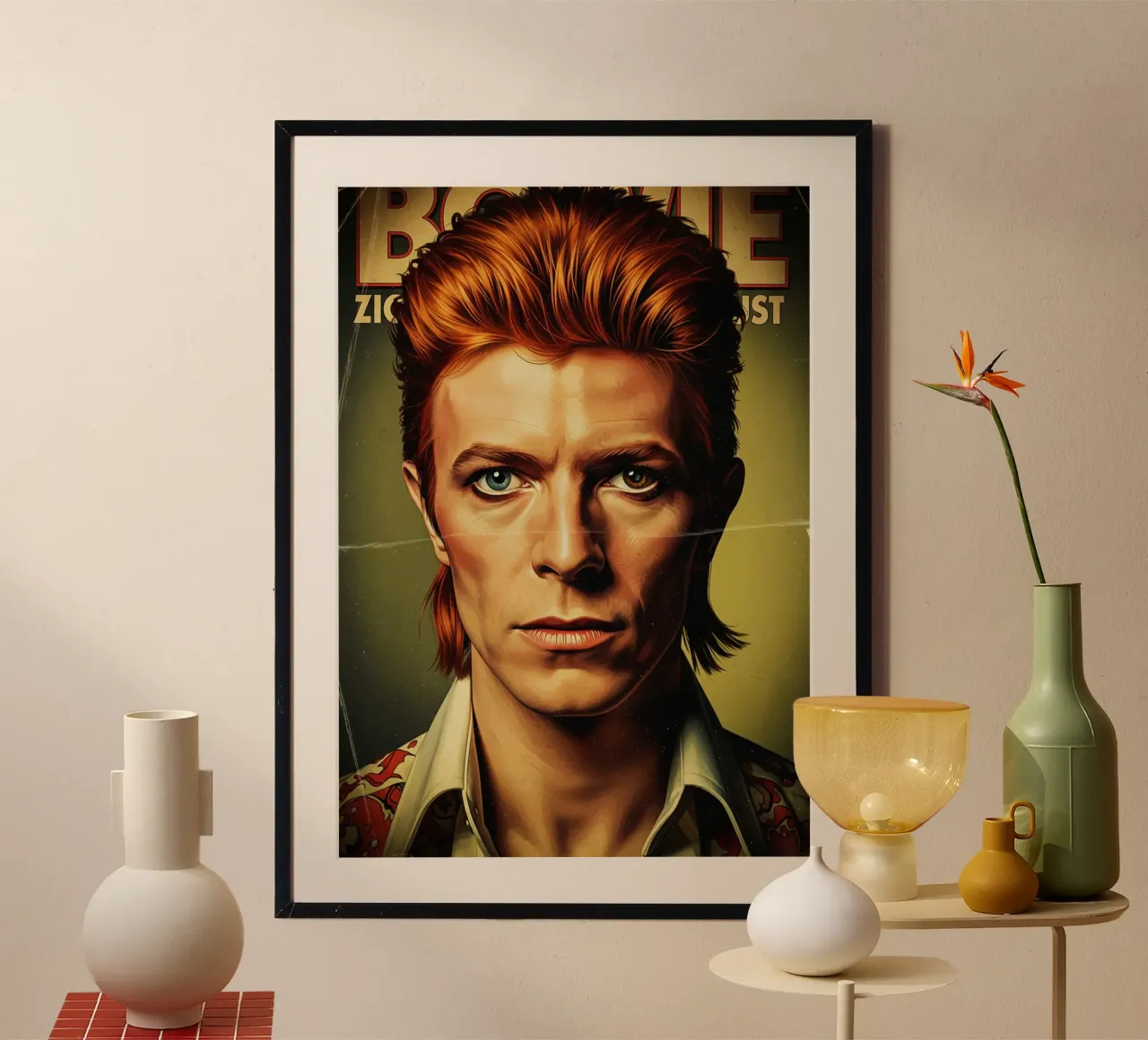 David Bowie - Vintage #1 poster con telaio in legno da Lembayung art