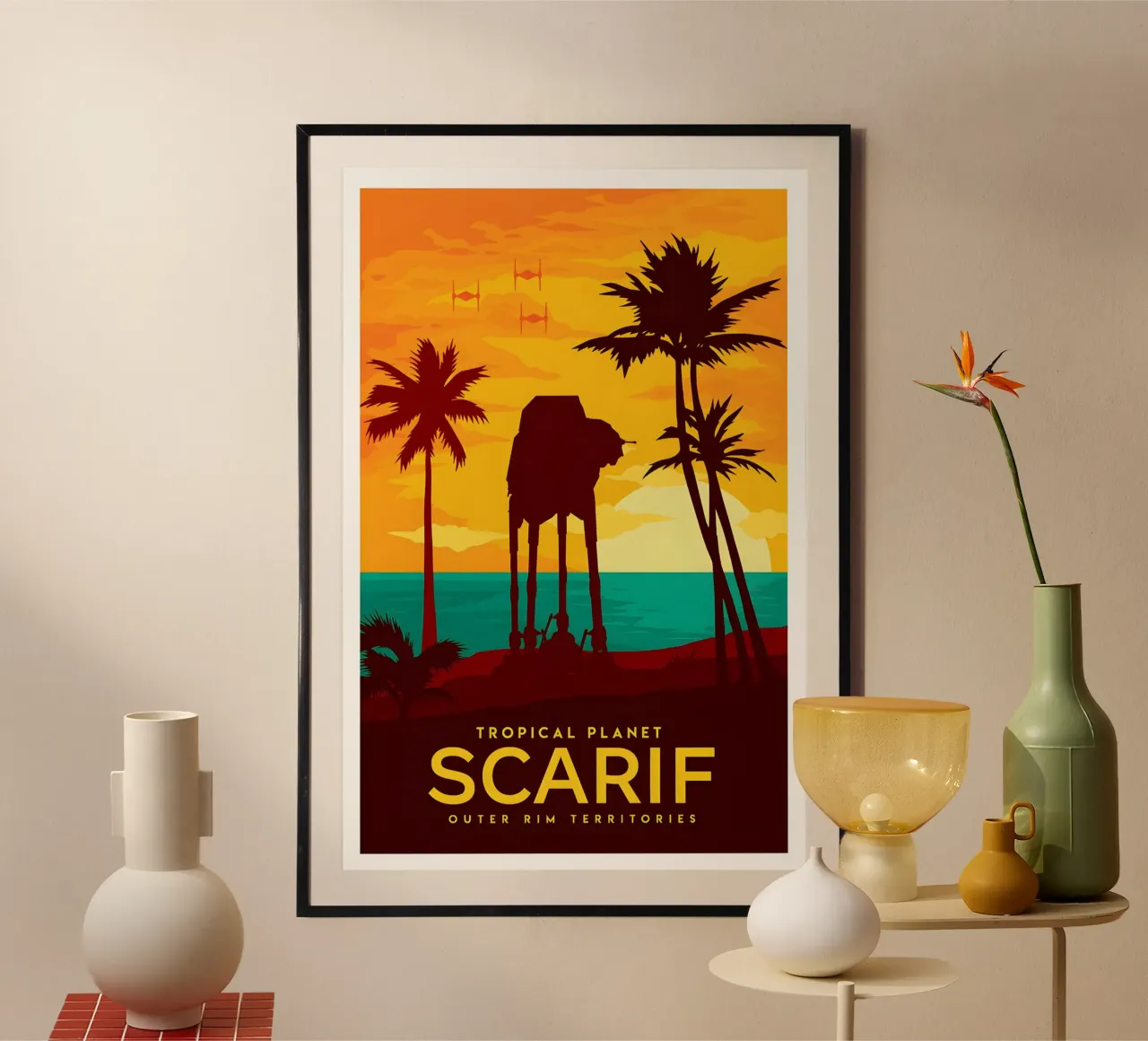 Tropical Planet Scarif poster con telaio in alluminio da Robert Hoff
