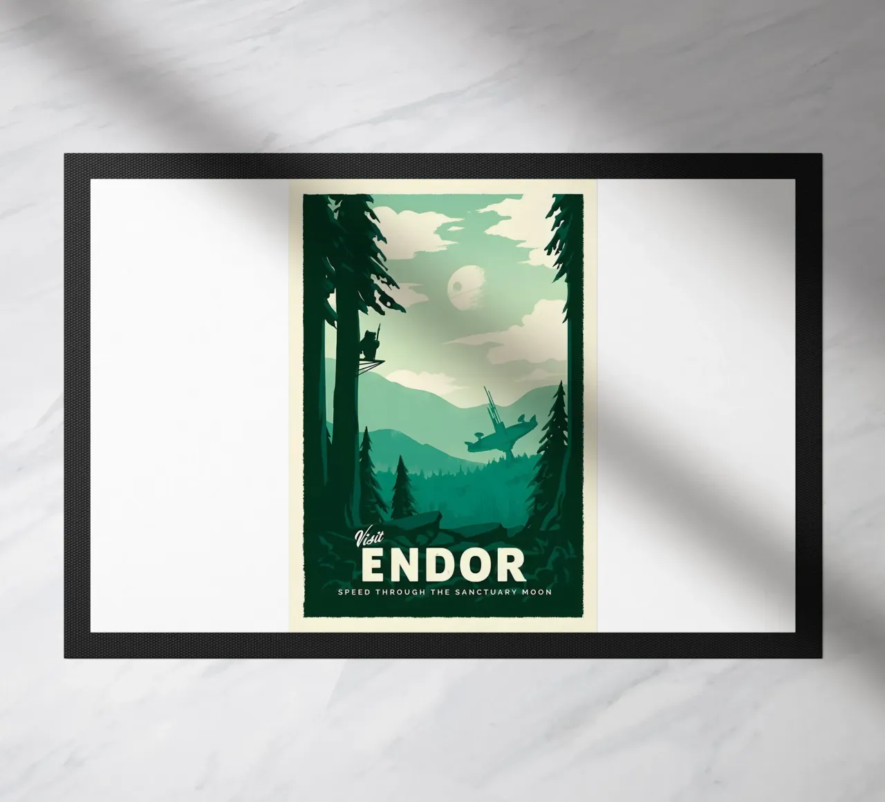 Visit Endor doormat by Robert Hoff