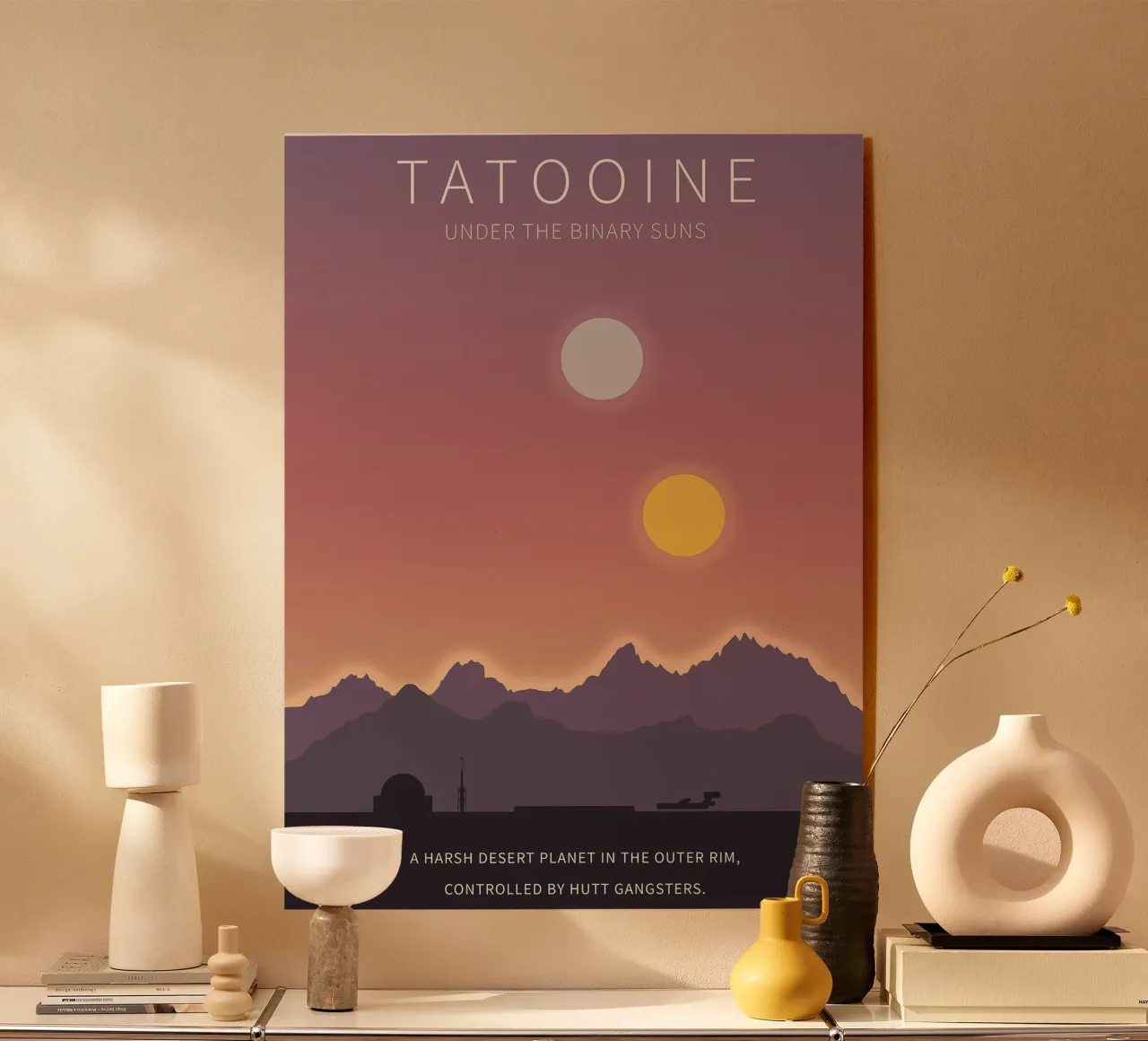 Tatooine Under The Binary Suns acryl van Robert Hoff