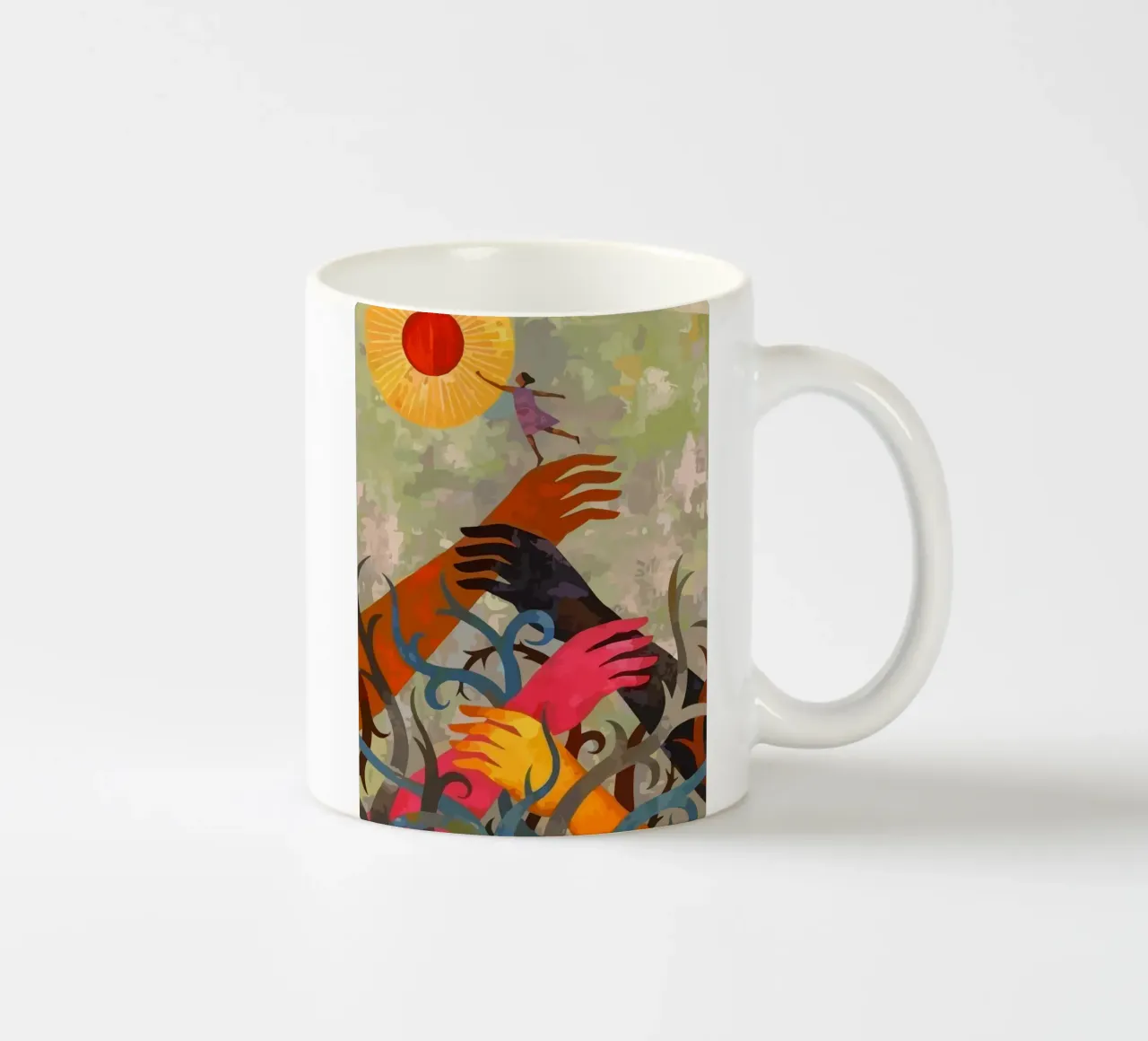 hands and plants tazza in ceramica da Dumery Art
