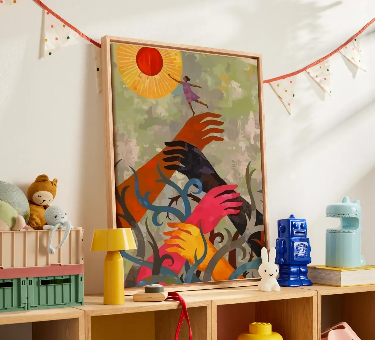 hands and plants tela con Cornice a cassetta da Dumery Art