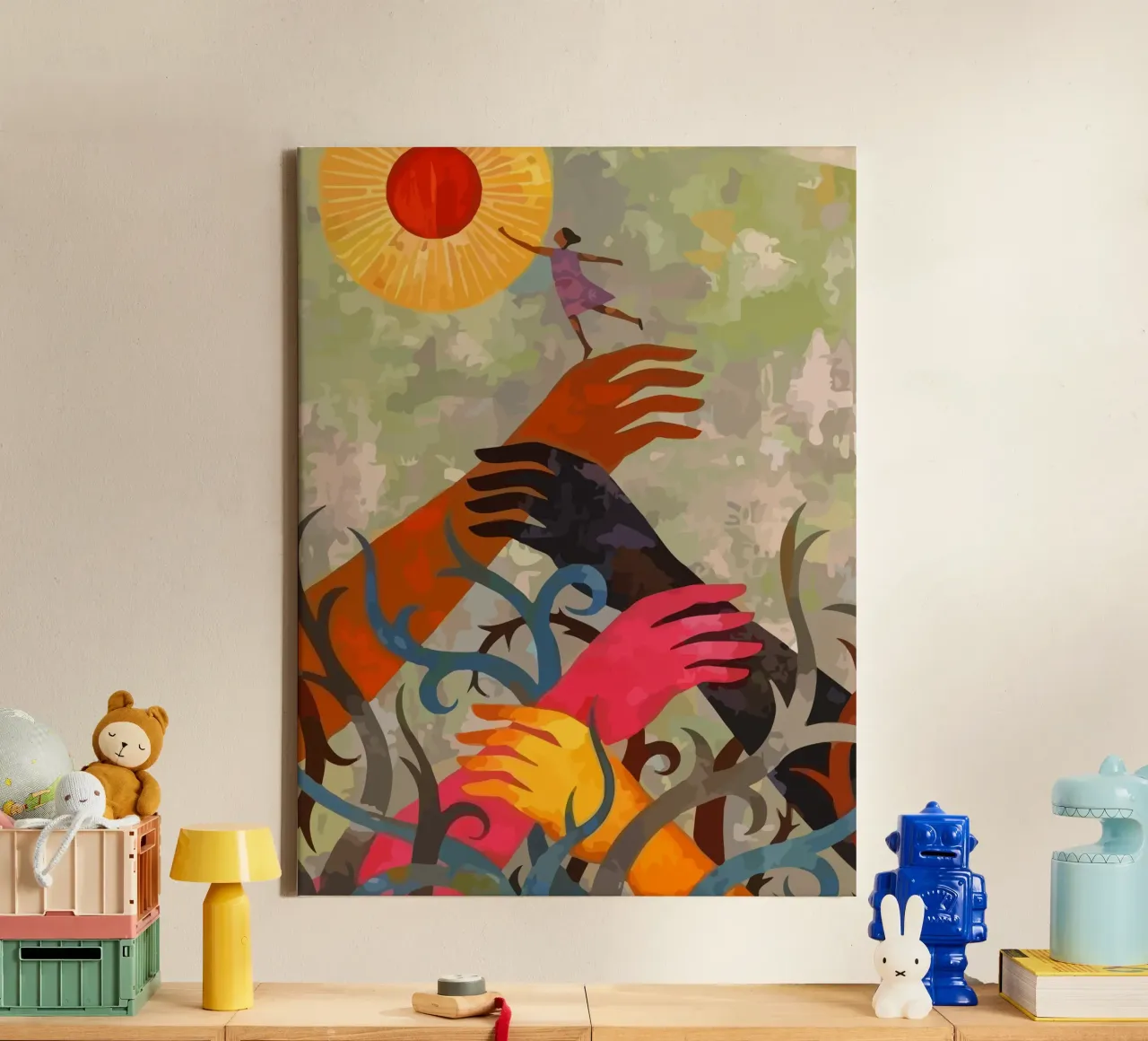 hands and plants tela con Cornice a cassetta da Dumery Art