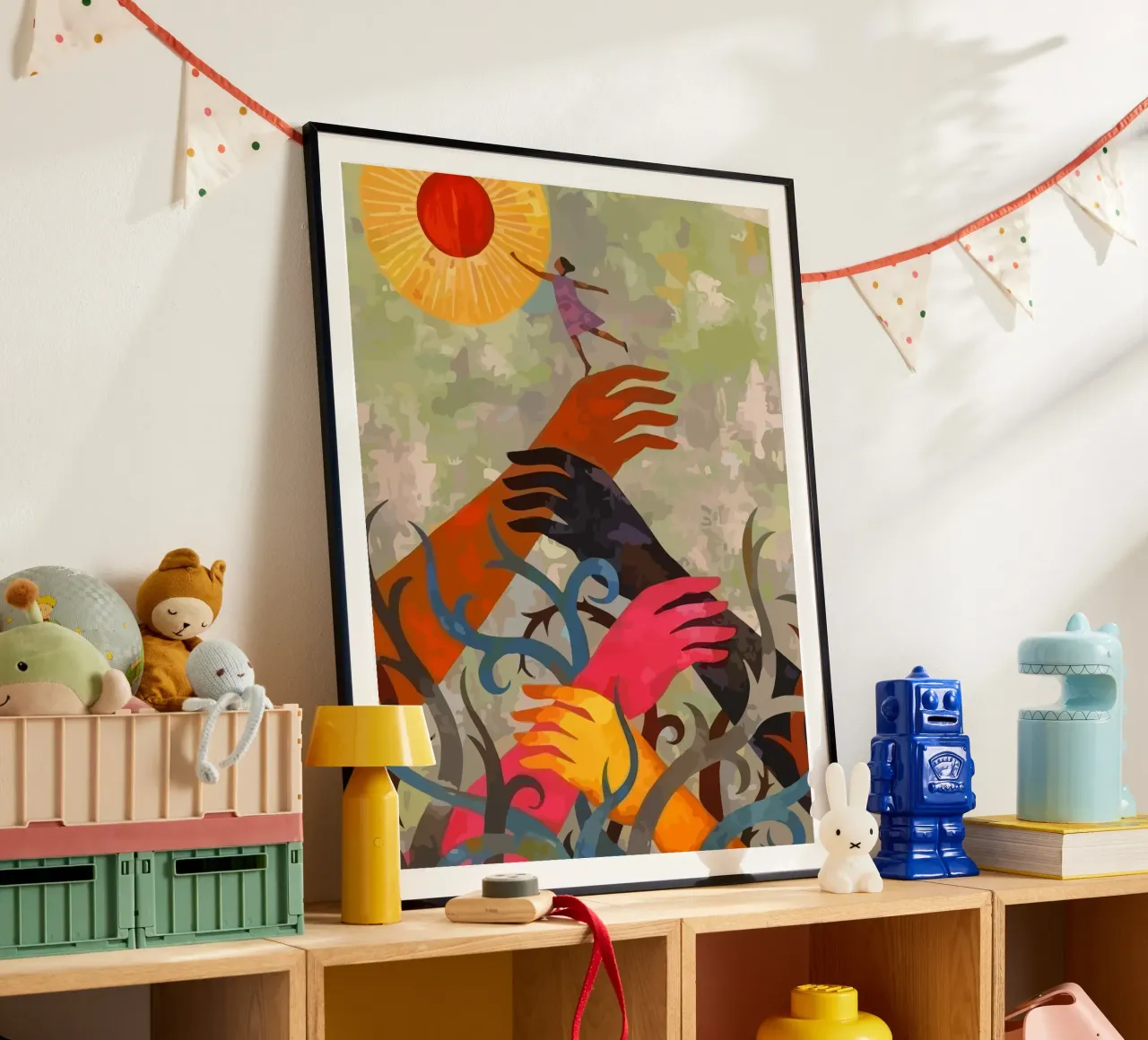 hands and plants poster con telaio in alluminio da Dumery Art