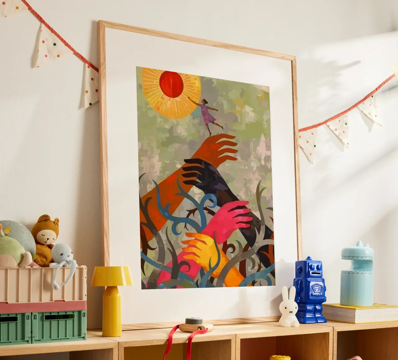 hands and plants poster con telaio in alluminio da Dumery Art