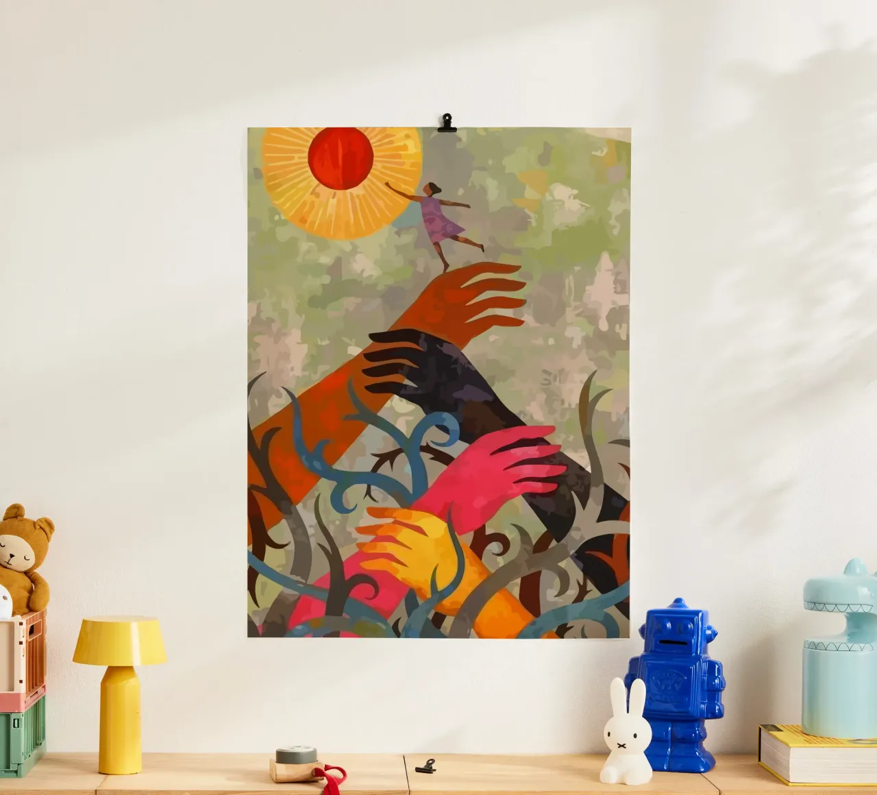 hands and plants poster con telaio in alluminio da Dumery Art