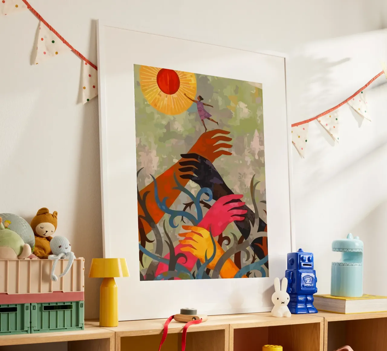 hands and plants poster con telaio in alluminio da Dumery Art