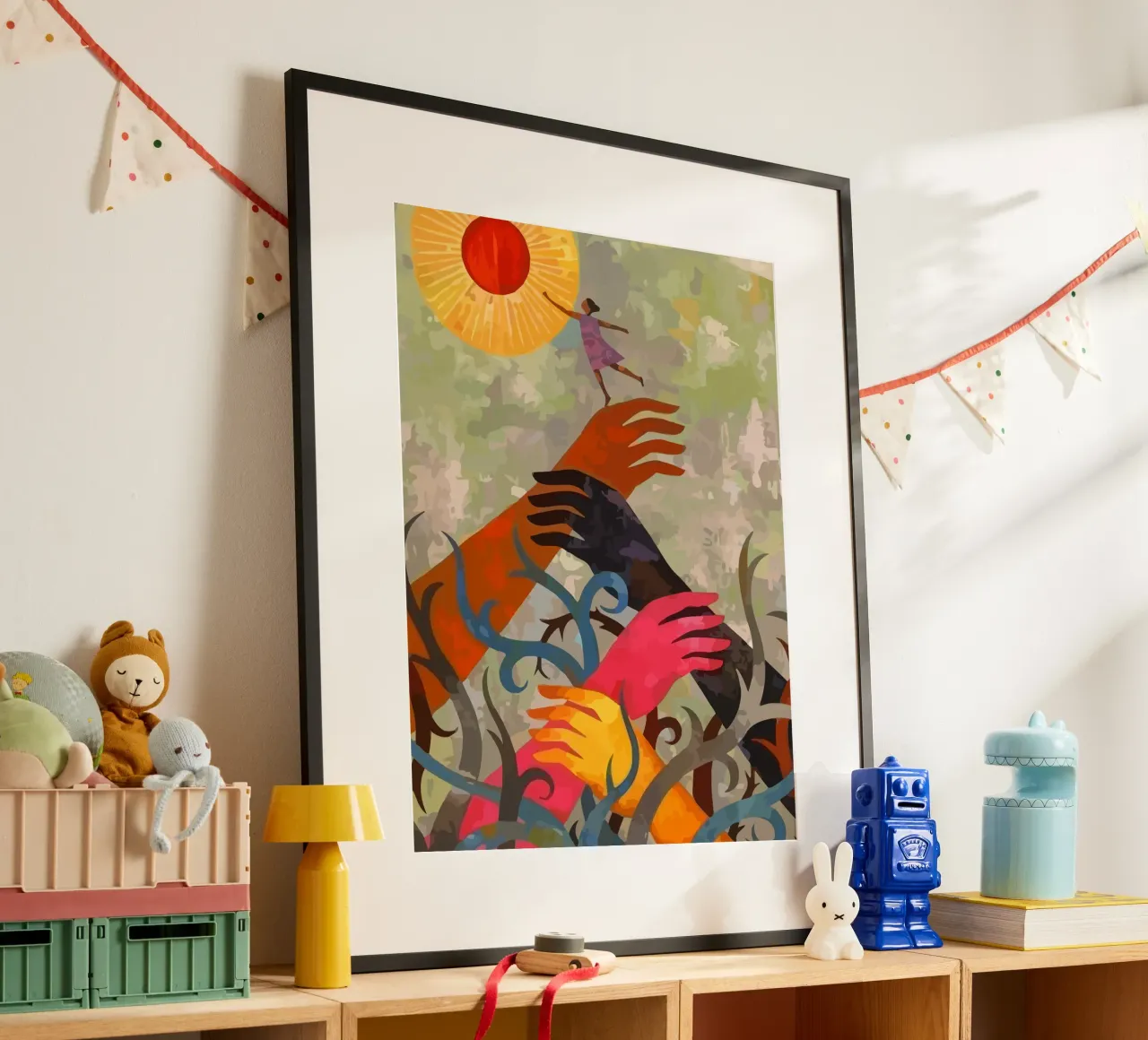 hands and plants poster con telaio in alluminio da Dumery Art