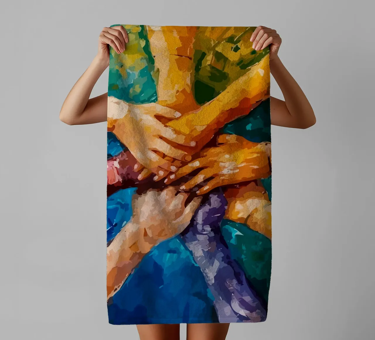 hands together asciugamano da bagno da Dumery Art