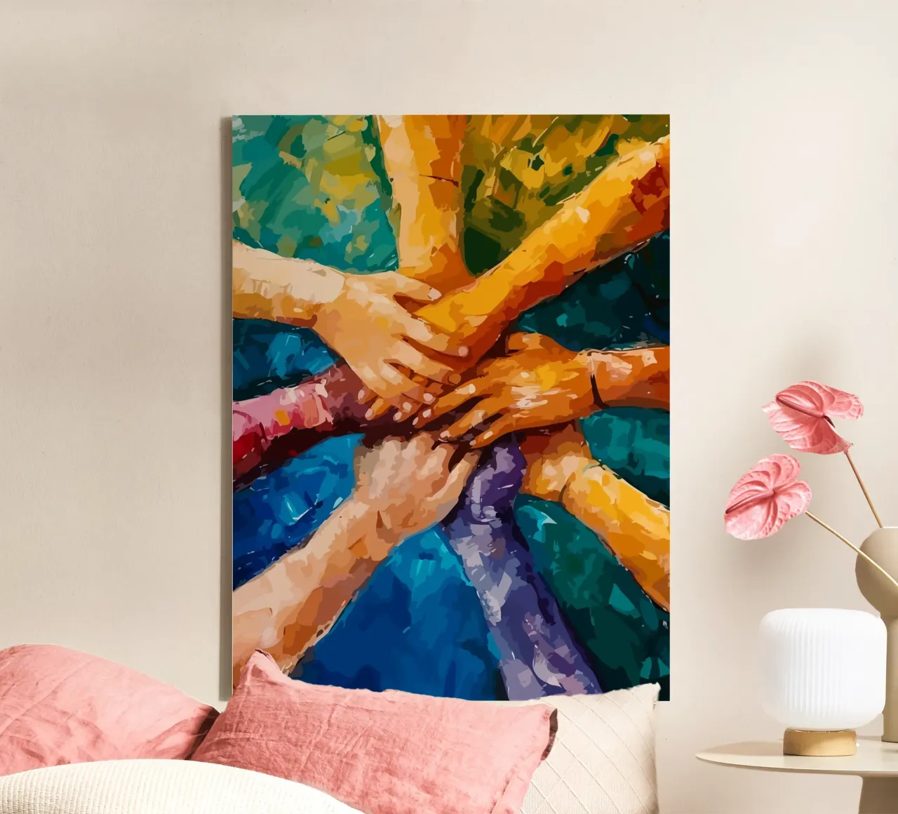 hands together tela con Cornice a cassetta da Dumery Art