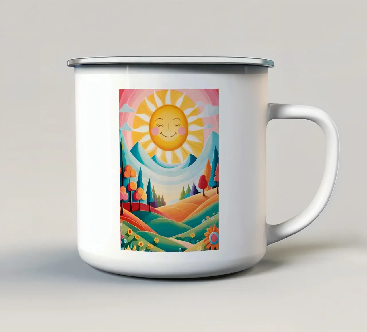 the sun shining brightly tazza in smalto da Dumery Art