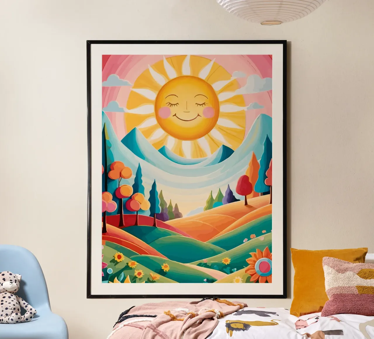 the sun shining brightly poster con telaio in alluminio da Dumery Art
