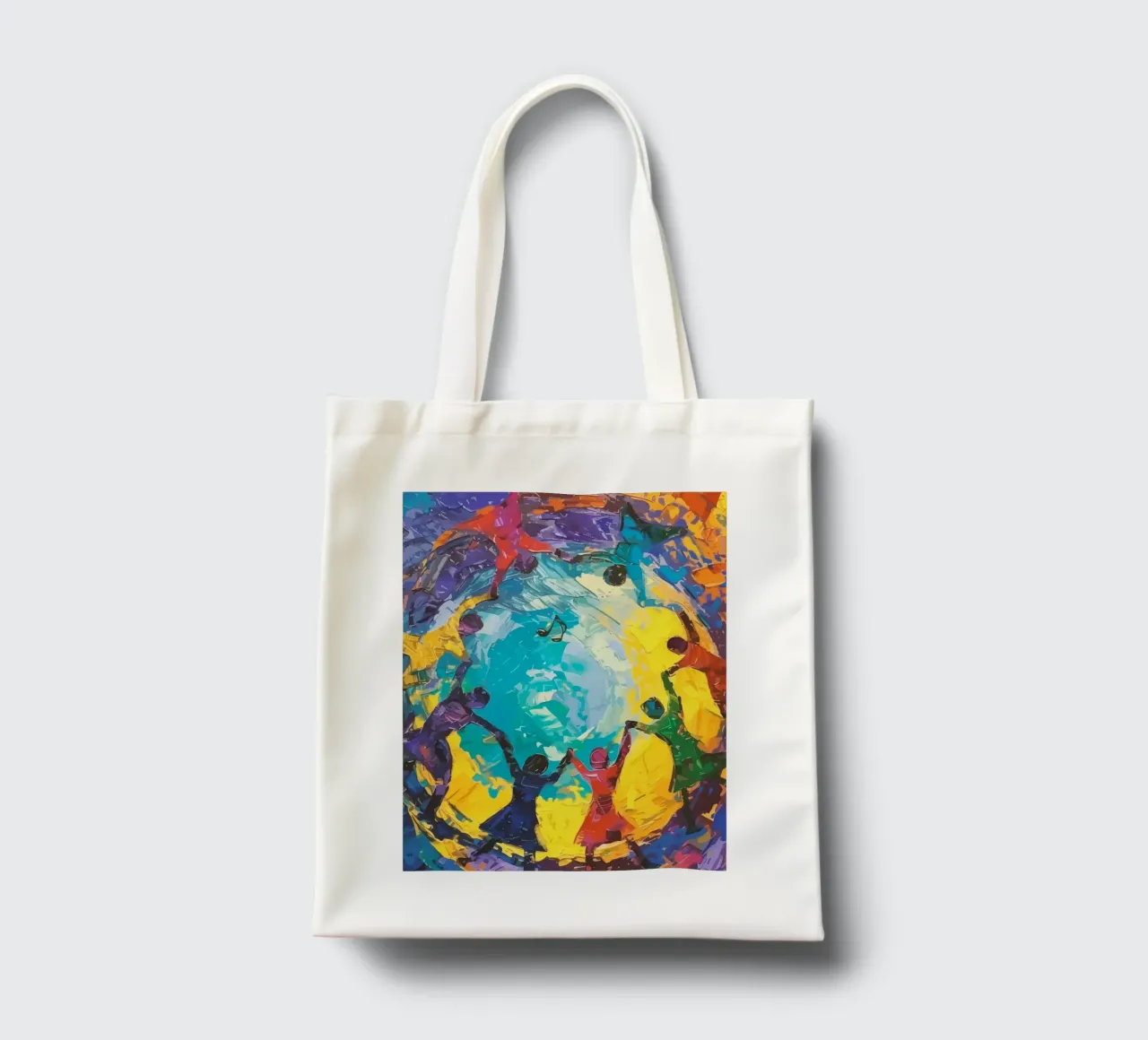 children's hands join together to form a circle borsa in juta da Dumery Art