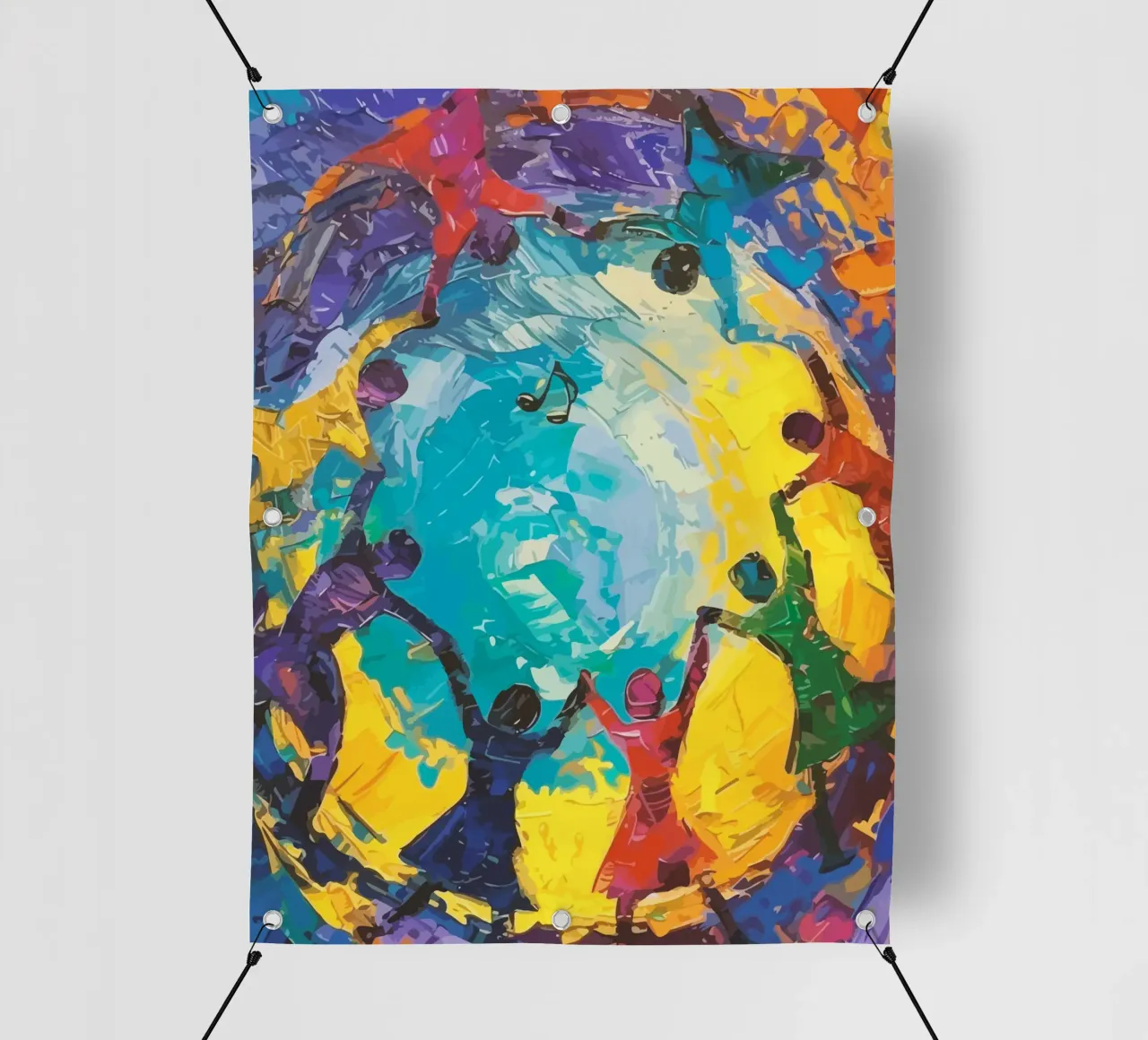 children's hands join together to form a circle telo in pvc da Dumery Art