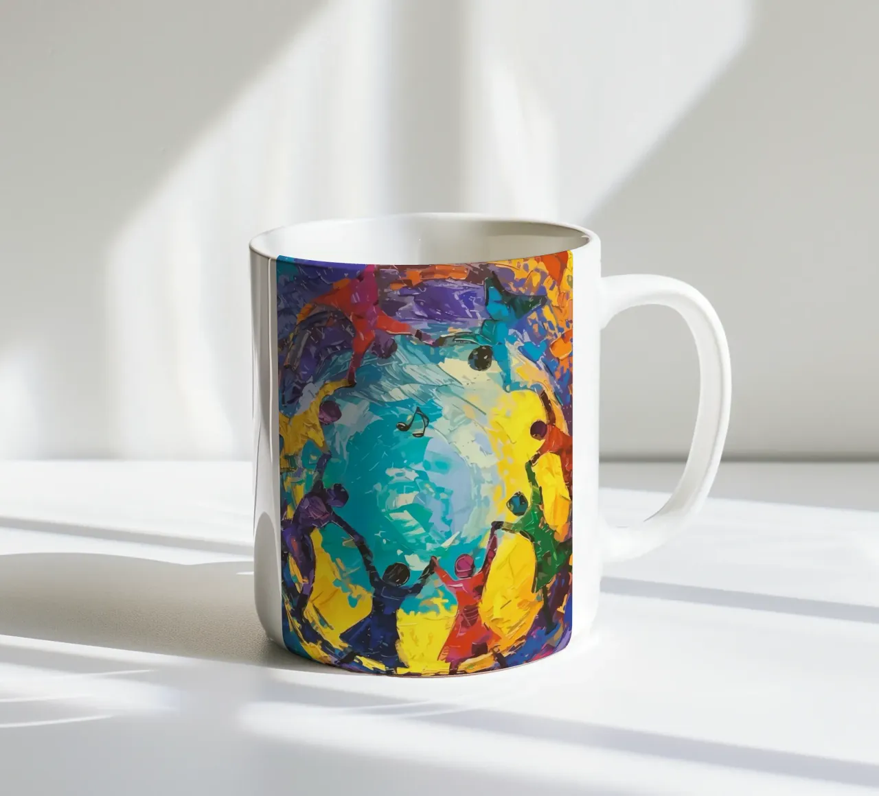 children's hands join together to form a circle tazza in ceramica da Dumery Art