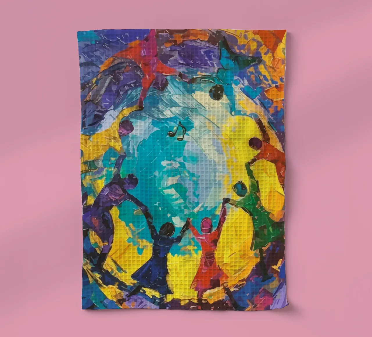 children's hands join together to form a circle canovaccio da cucina da Dumery Art