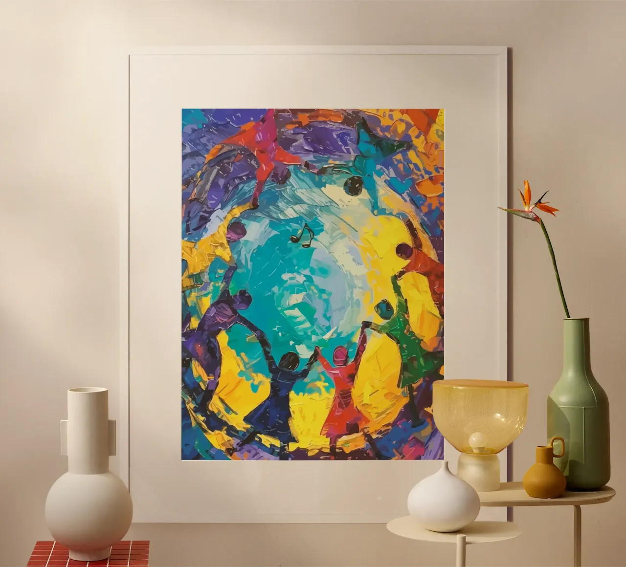 children's hands join together to form a circle poster con telaio in alluminio da Dumery Art
