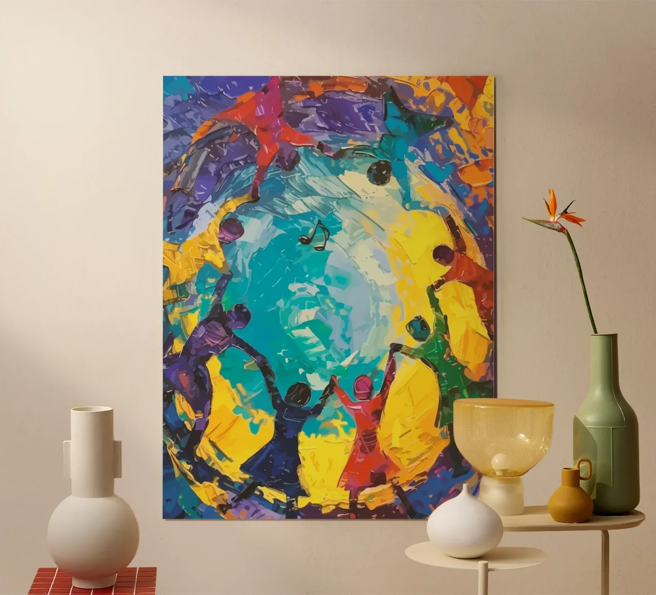 children's hands join together to form a circle poster con telaio in alluminio da Dumery Art