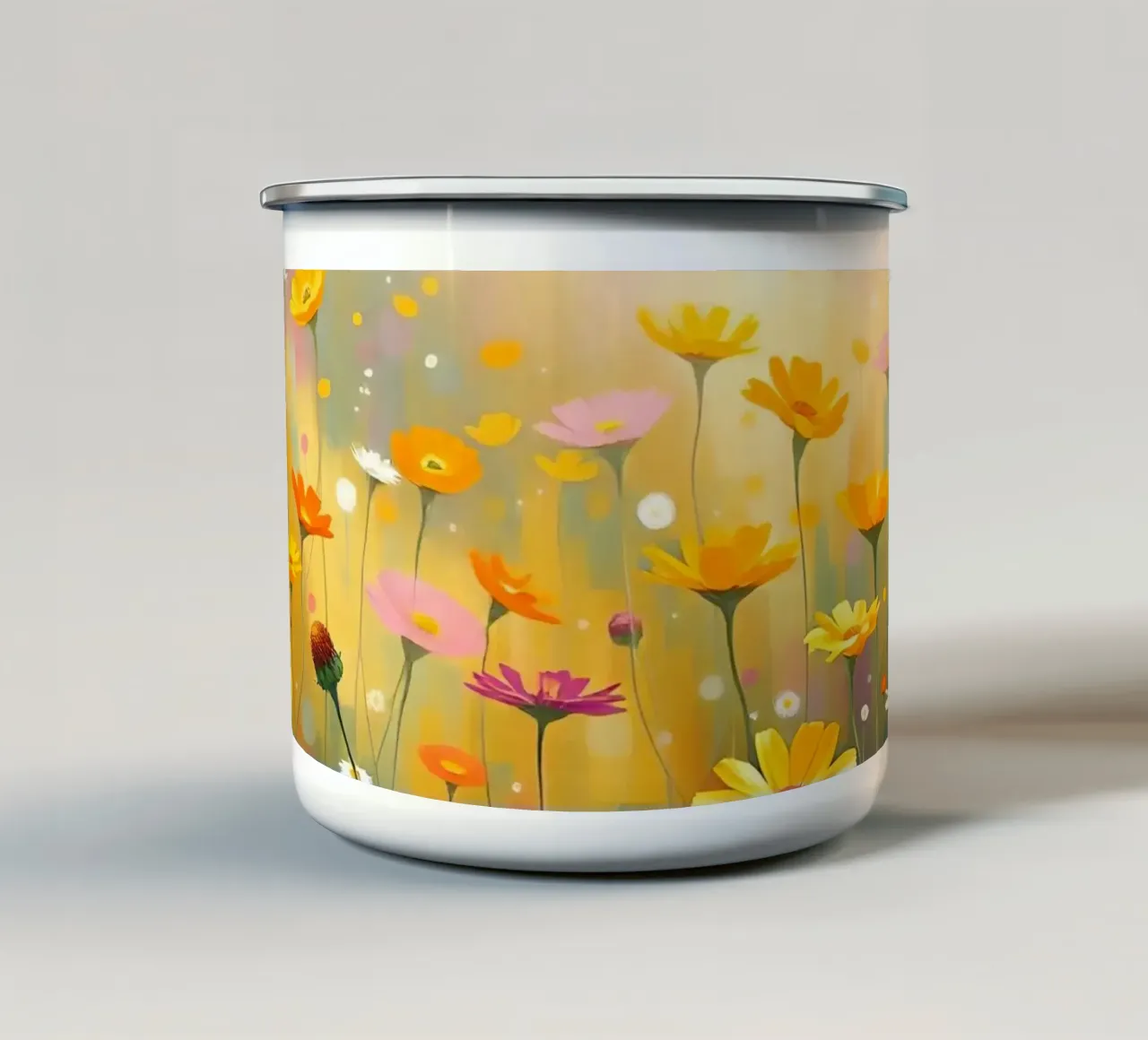 Pittura di fiori selvatici colorati tazza in smalto da DesignDoodle