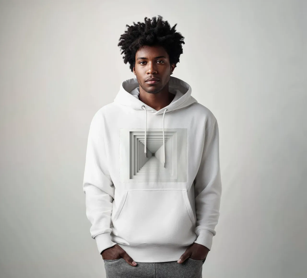 Nested White Square Frames Creating Tunnel Illusion hoodie by DesignDoodle