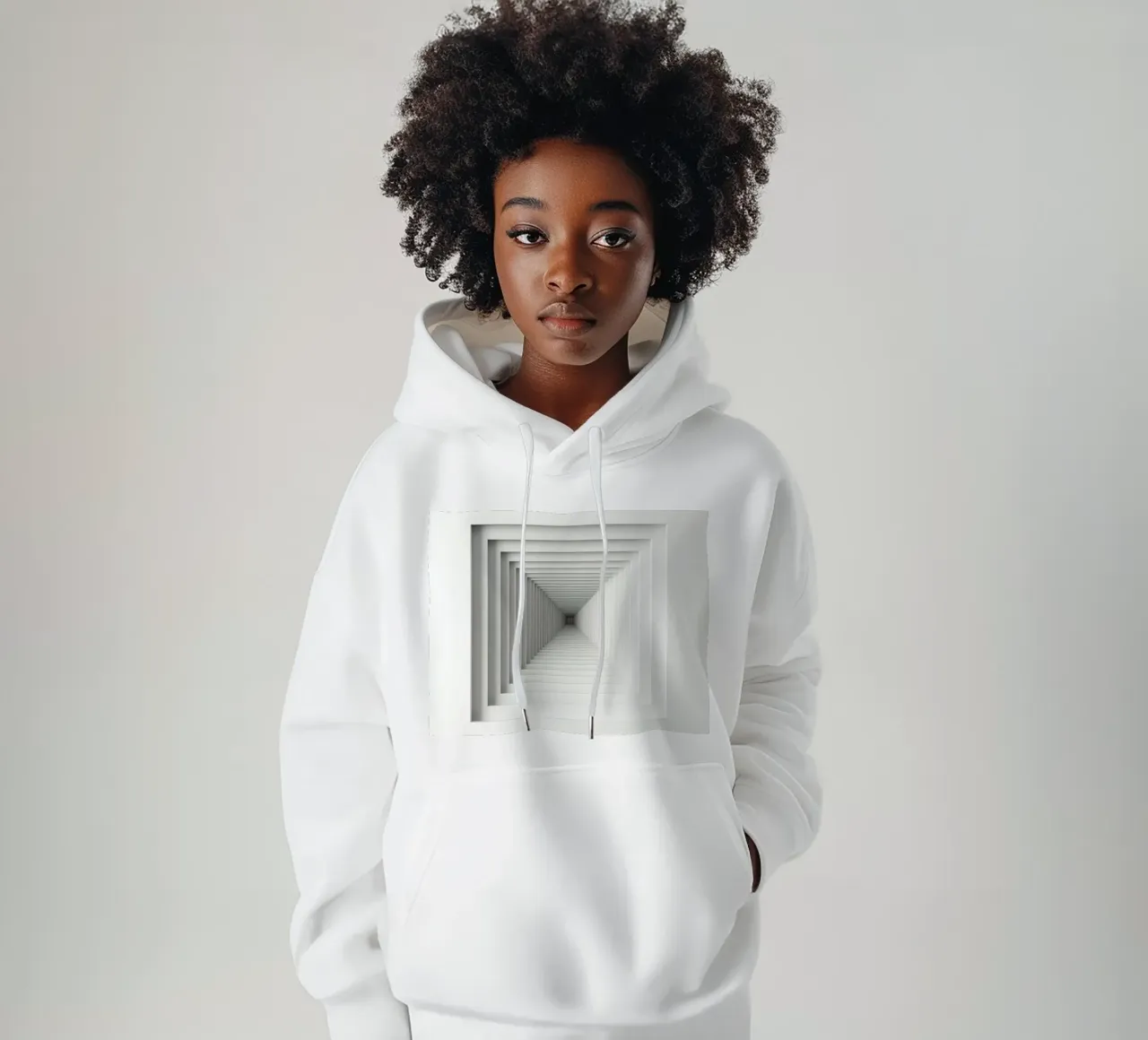 Nested White Square Frames Creating Tunnel Illusion hoodie by DesignDoodle