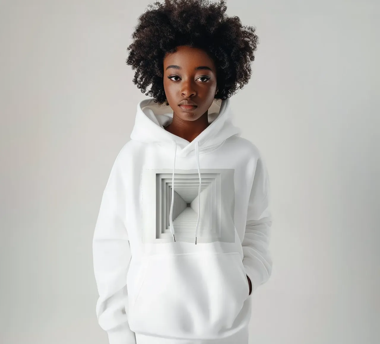 Nested White Square Frames Creating Tunnel Illusion hoodie by DesignDoodle