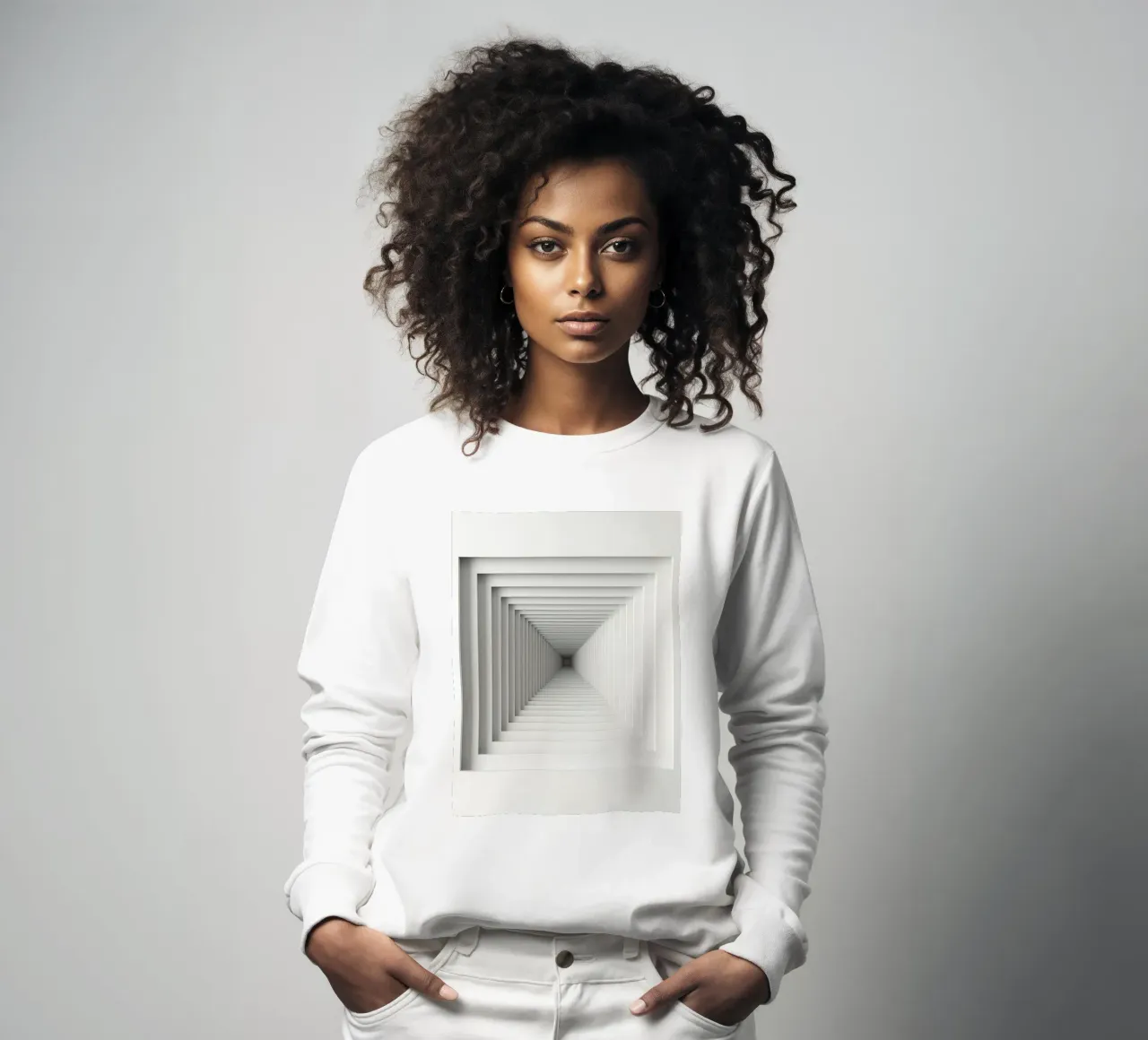 Nested White Square Frames Creating Tunnel Illusion sweatshirt by DesignDoodle