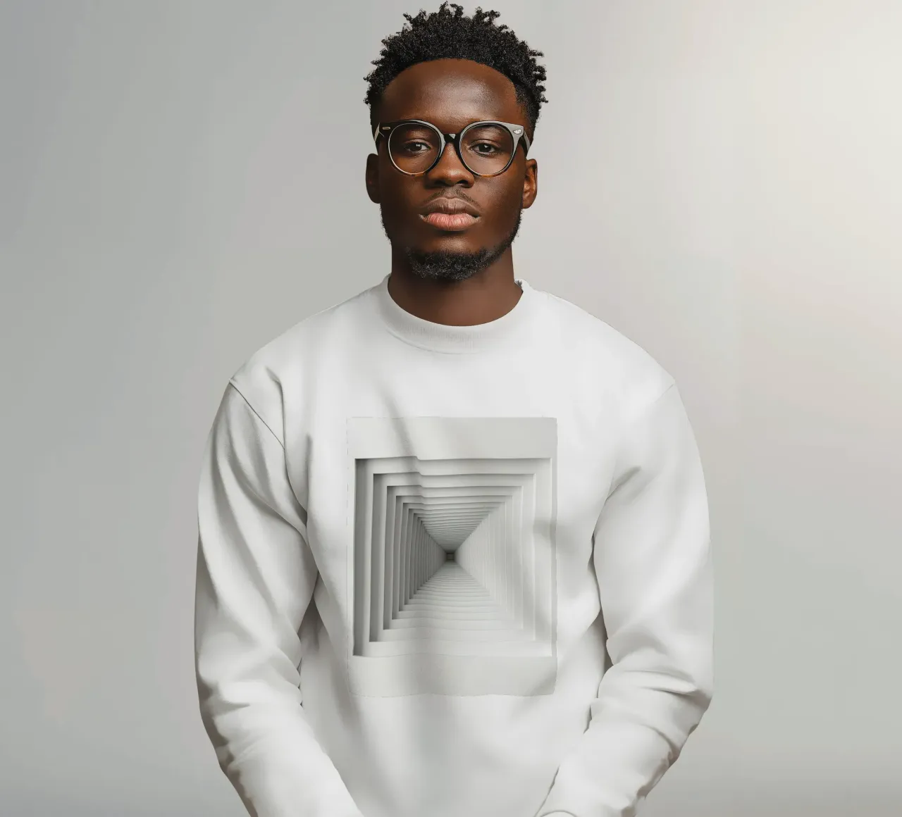 Nested White Square Frames Creating Tunnel Illusion sweatshirt by DesignDoodle
