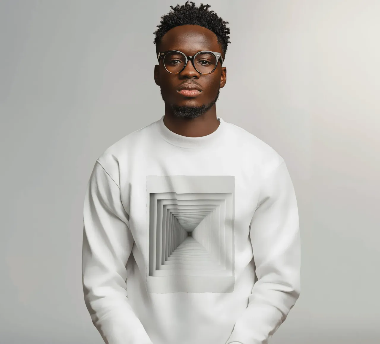Nested White Square Frames Creating Tunnel Illusion sweatshirt by DesignDoodle