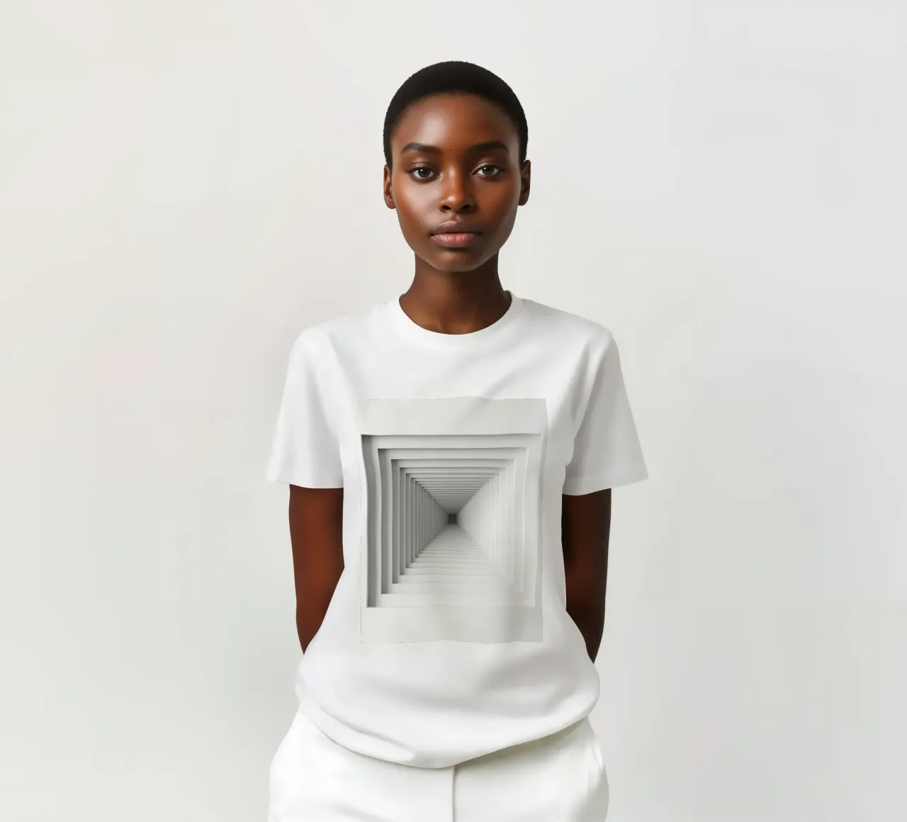 Nested White Square Frames Creating Tunnel Illusion t-shirt by DesignDoodle