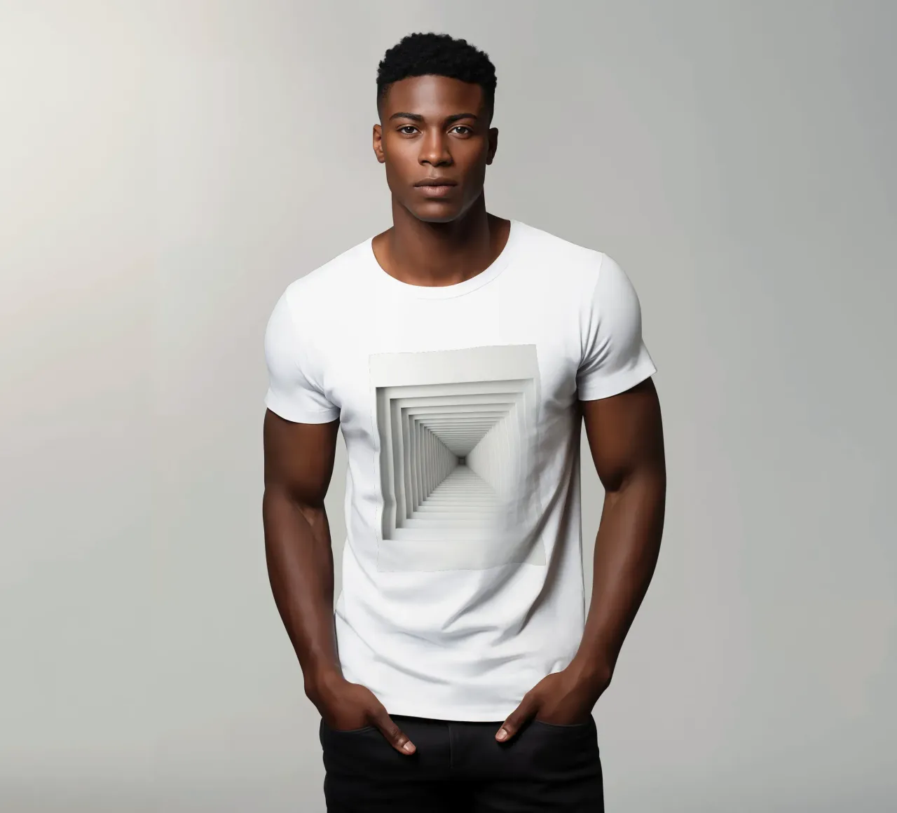 Nested White Square Frames Creating Tunnel Illusion t-shirt by DesignDoodle